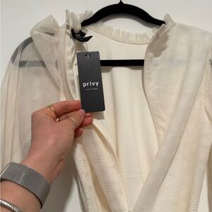 Privy Elegant Cream Blouse